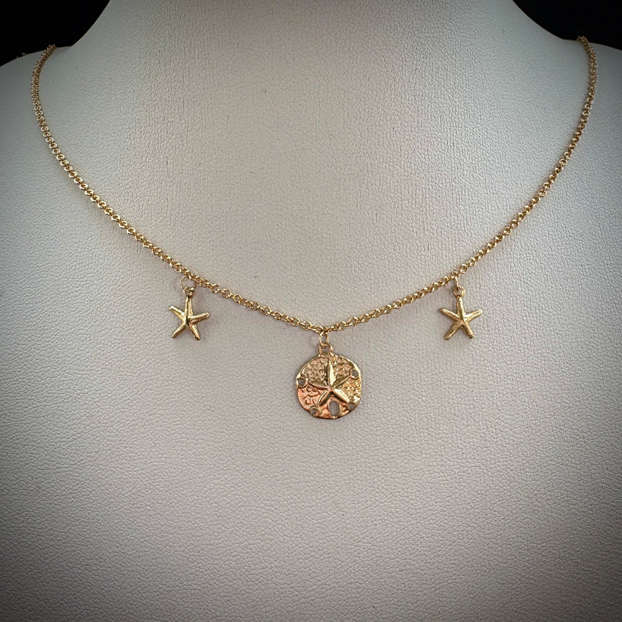 Gold Filled Drift Tide Sand dollar choker necklace