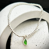 Sterling Silver Sea Glass stacking bracelet- Green