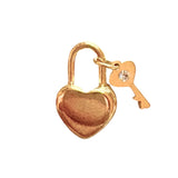 Charm Bar charm Heart padlock with key