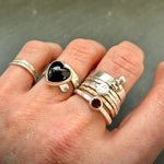 Black Heart stopper sterling silver ring