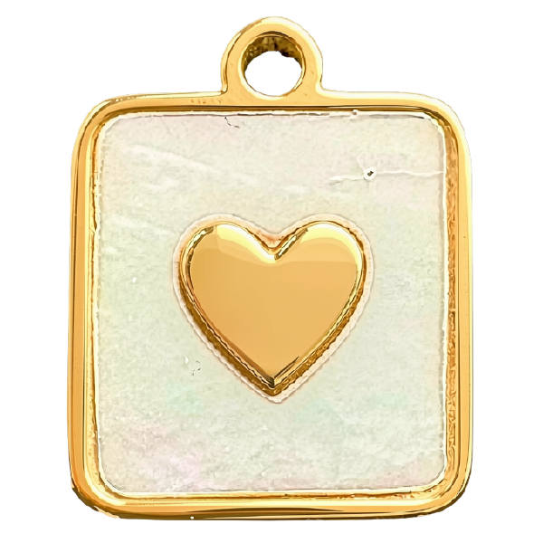pearly heart gold charm bar charm