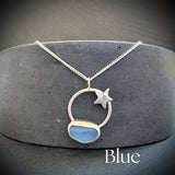 Blue Sea Glass Seren Star silver necklace