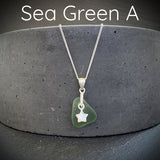 Small sea green sea glass necklace