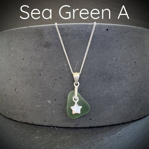 Small sea green sea glass necklace