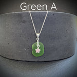 green small sea glass silver necklace