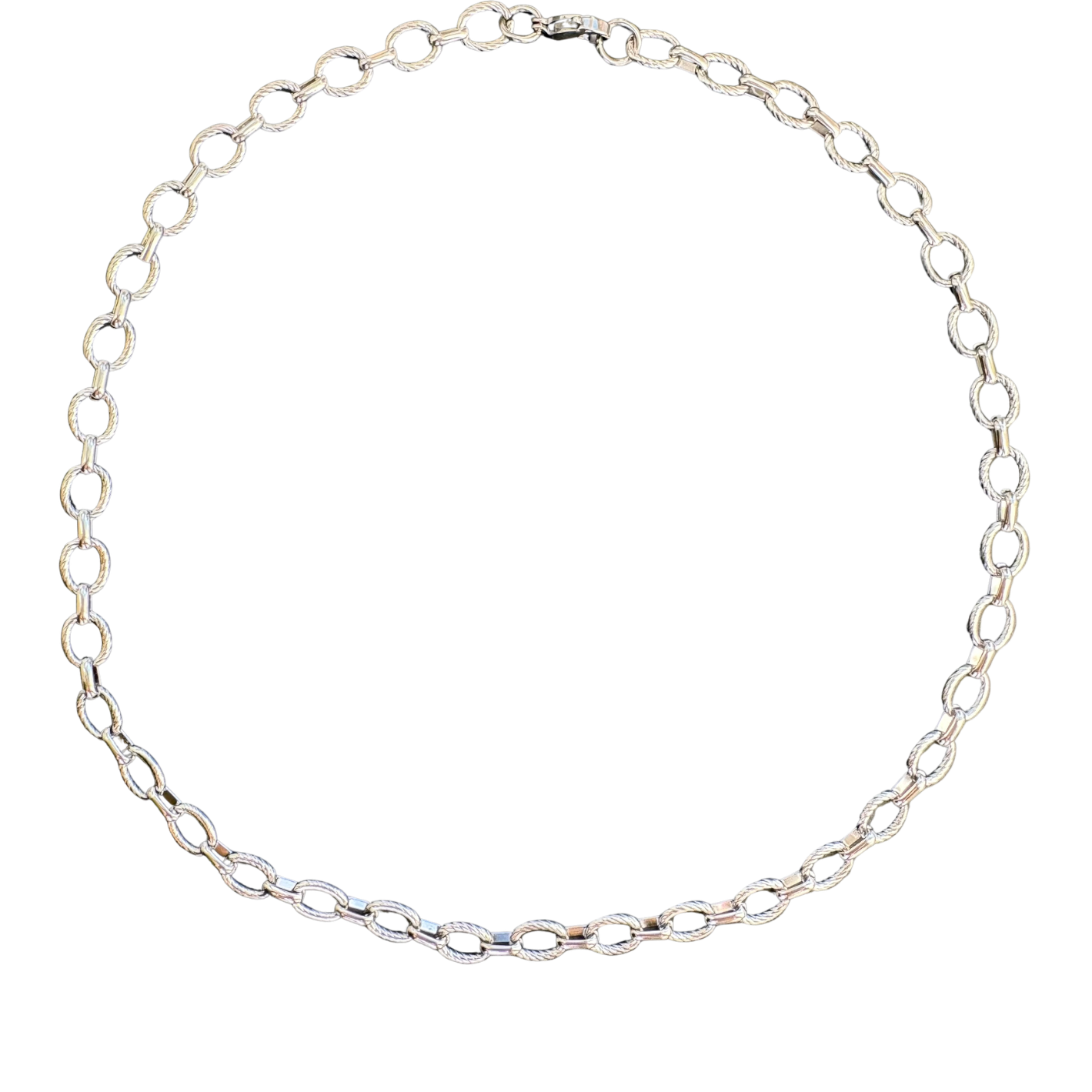 Textured link Necklace 18" Silver