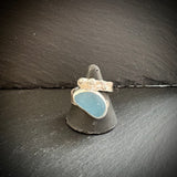 Sea Glass & pebbles adjustable Sterling Silver ring