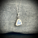 Sterling Silver Sea Pottery heart necklace Blue and White a