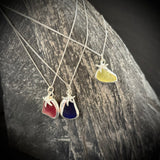Sea Glass necklace with Silver starfish charm