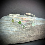 Rock Pool Sterling Silver Heart Sea Glass cuff bangle