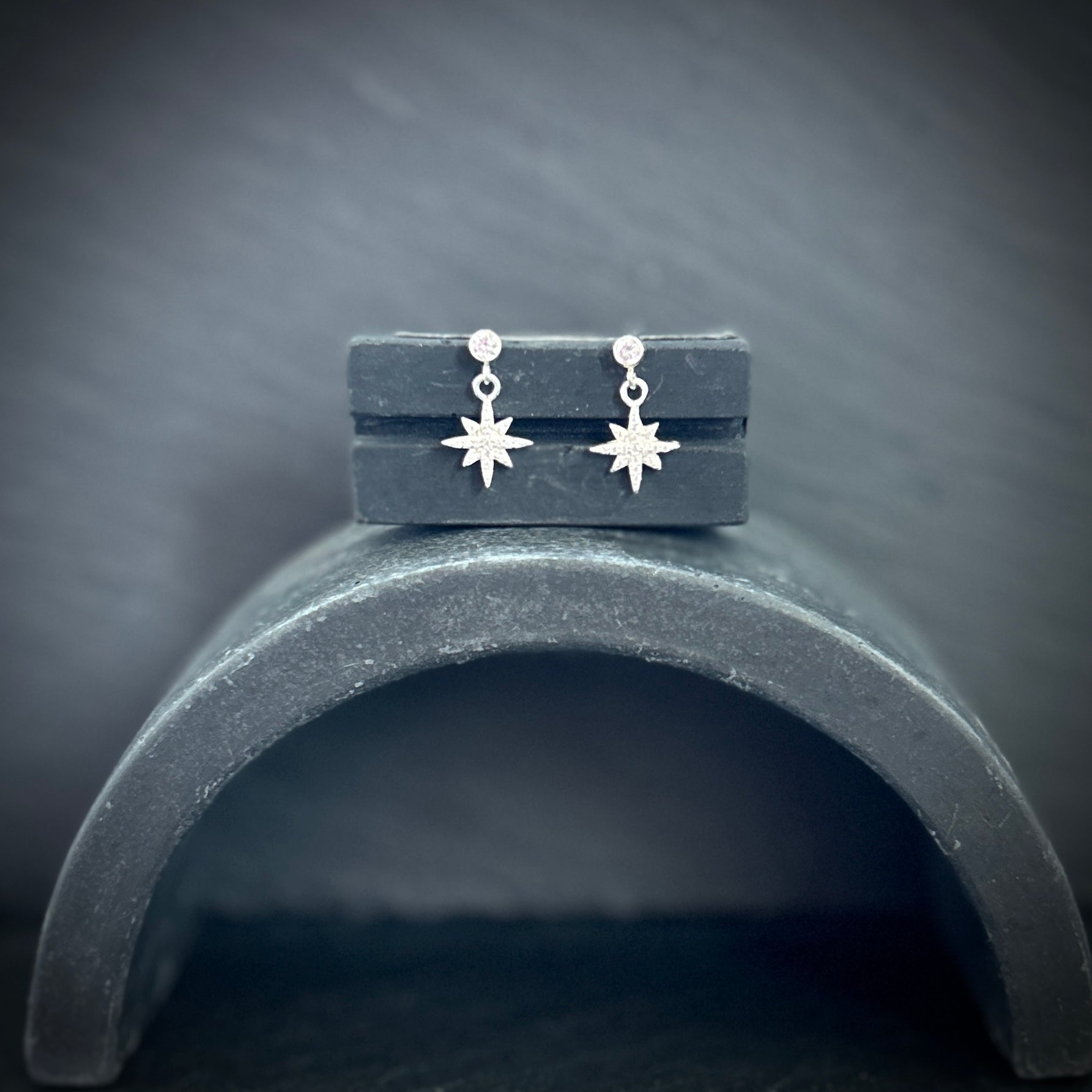 Sterling Silver sparkle star stud earrings