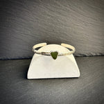 Sterling Silver cuff bangle with a green sea glass heart 