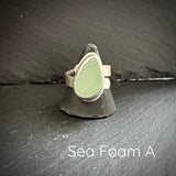 Sea Glass adjustable Sterling Silver ring