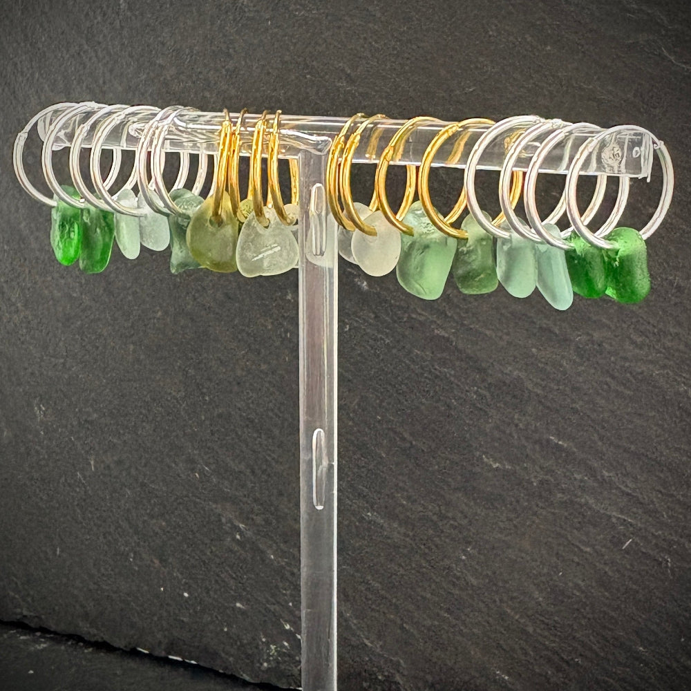 Sea glass earring hoops in Sterling Silver and Gold plated