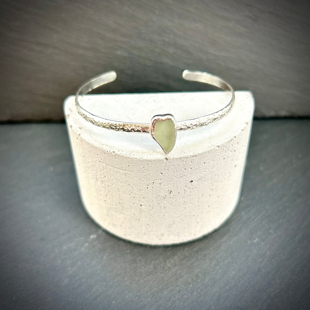 Sea Glass Rock Pool Sterling Silver cuff bangle C