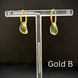 Sea Green Sea glass Gold earring hoops