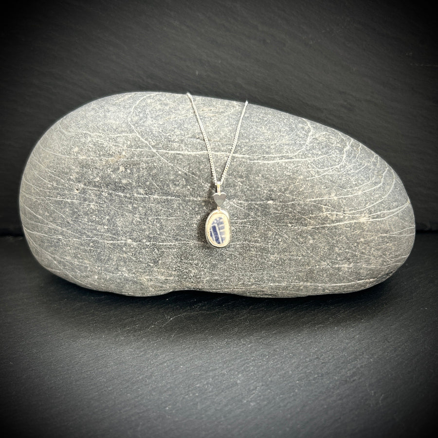 Sea Pottery and silver heart necklace