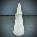 Sea foam Sea glass Sterling silver adjustable ring with pebbles