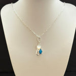 Sea glass Sea Talisman charm necklace with Sterling Silver Paperclip  chain (g)