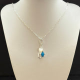 Sea glass Sea Talisman charm necklace with Sterling Silver Paperclip  chain (g)