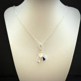 Sea glass Sea Talisman charm necklace with Sterling Silver Paperclip  chain (h)