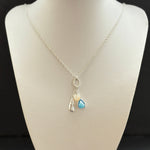 Sea glass Sea Talisman charm necklace with Sterling Silver Rope  chain (f)