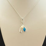 Sea glass Sea Talisman charm necklace with Sterling Silver Rope chain (g)