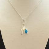 Sea glass Sea Talisman charm necklace with Sterling Silver Rope chain (g)