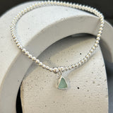 Sterling Silver Sea Glass stacking bracelet- Blue