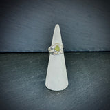 Sea green Sea glass Sterling silver adjustable ring with pebbles