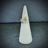 Sea green Sea glass Sterling silver adjustable ring with pebbles