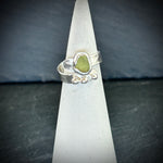 Sea green Sea glass Sterling silver adjustable ring with pebbles