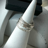 Halo Slim Sterling Silver hammered stacking ring