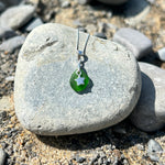 Small sea glass silver necklace Green c