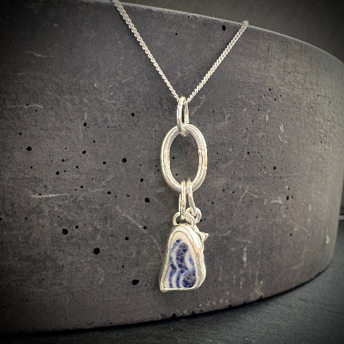 Silver Sea pottery stacking necklace