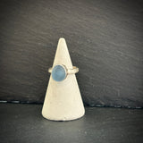Sterling Silver rock pool Sea glass ring in blue a1