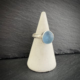Sterling Silver rock pool Sea glass ring in blue a1
