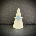 Sterling Silver rock pool Sea glass ring in blue c