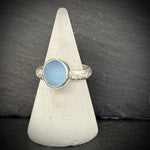Sterling Silver rock pool Sea glass ring in blue