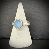Sterling Silver rock pool Sea glass ring in blue