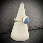 Sterling Silver rock pool Sea glass ring in blue 