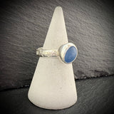 Sterling Silver rock pool Sea glass ring in blue 