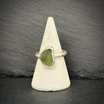 Sterling Silver rock pool Sea glass ring in green