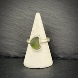 Sterling Silver rock pool Sea glass ring in green