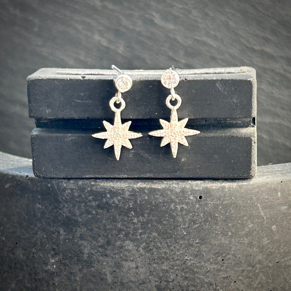 Sterling Silver sparkle star stud earrings