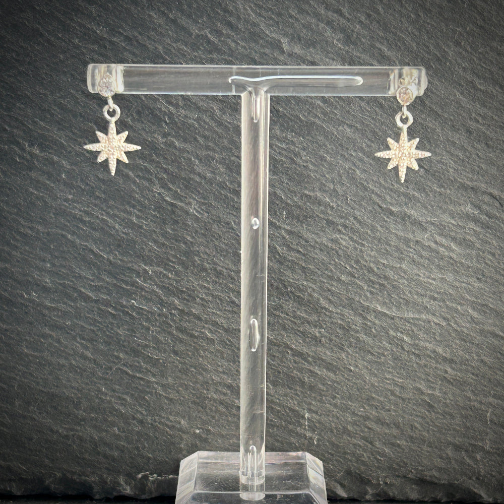Sterling Silver sparkle star stud earrings