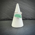 Sterling Silver turquoise Sea glass adjustable ring with silver pebbles