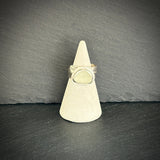 Sterling Silver rock pool Sea glass ring in white