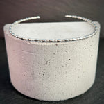 Sterling silver oval and rondelle cuff bangle