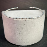 Sterling silver oval and rondelle cuff bangle